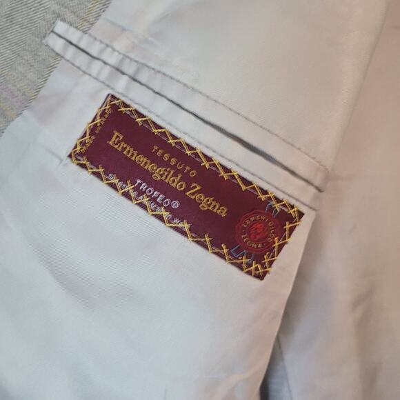 Ermenegildo Zegna Trofeo Wool Blazer 44L Gray Silver Purple Trim EUC - Picture 5 of 11